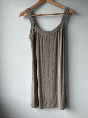 Adonna Striped Tank Dress in Taupe and Black